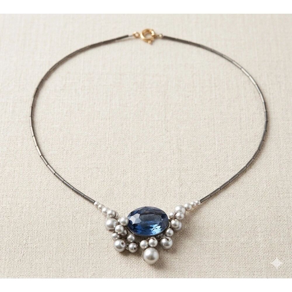 Robin Goodfellow Design Pearl Cluster Goddess Tears Rhinestone Bead Necklace New
